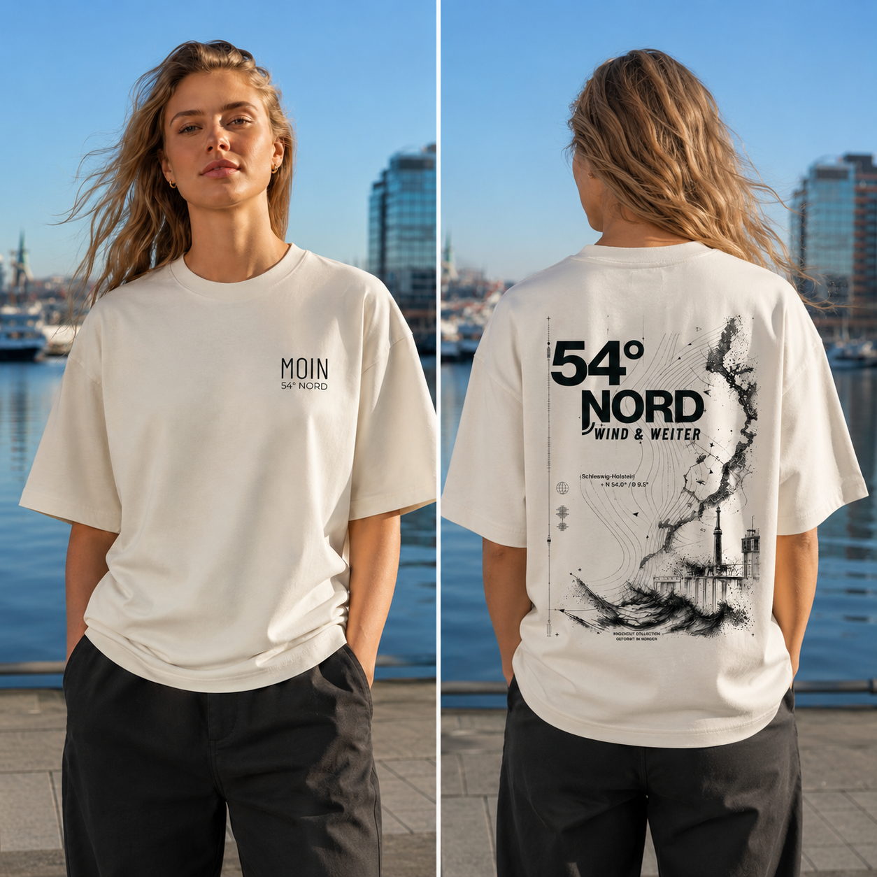 Knockout Collection 54 Nord Wind und Weiter Heavy T-Shirt Egret Front und Rücken