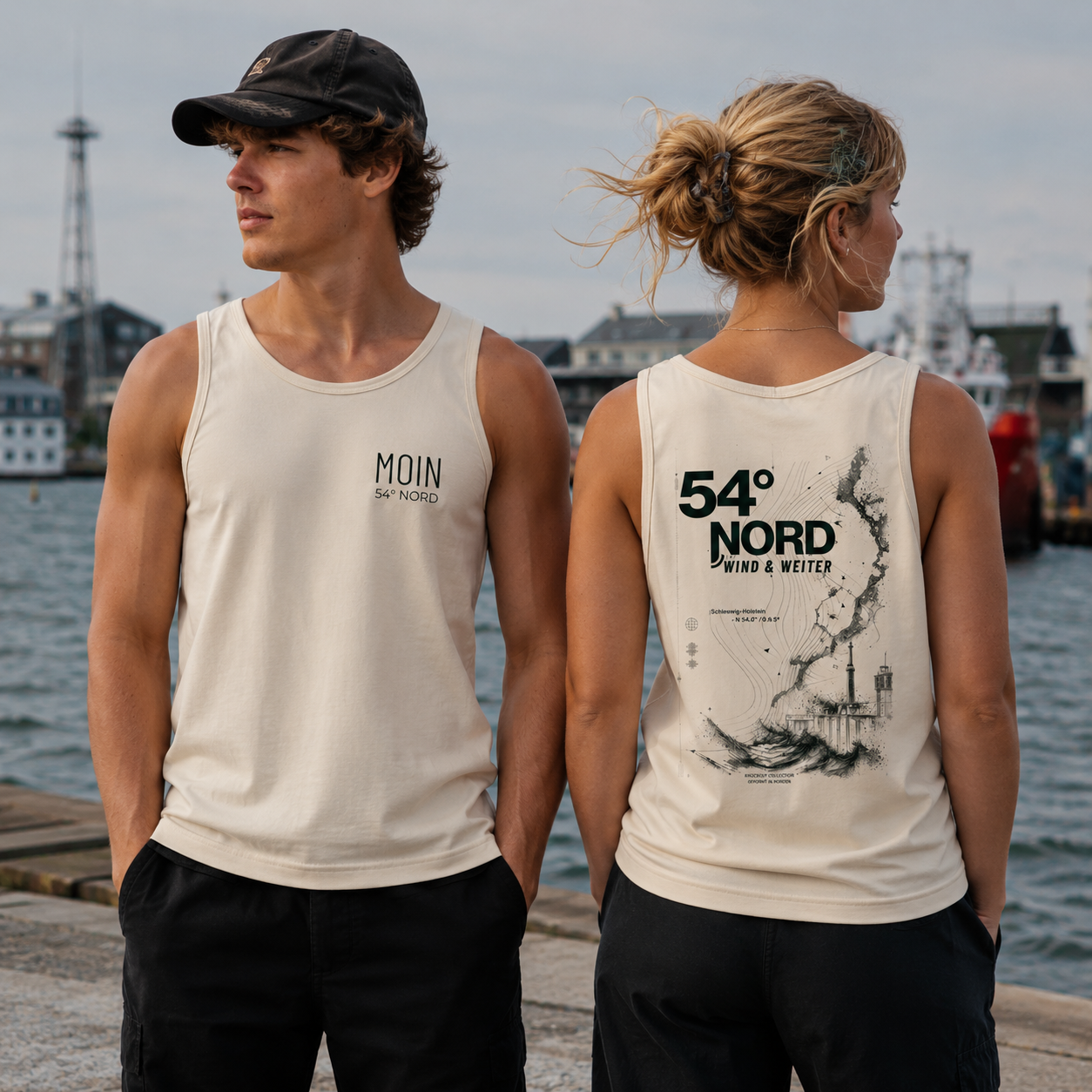 Tank Top 54 Grad Nord Wind und Weiter  Front- und Rückenansicht