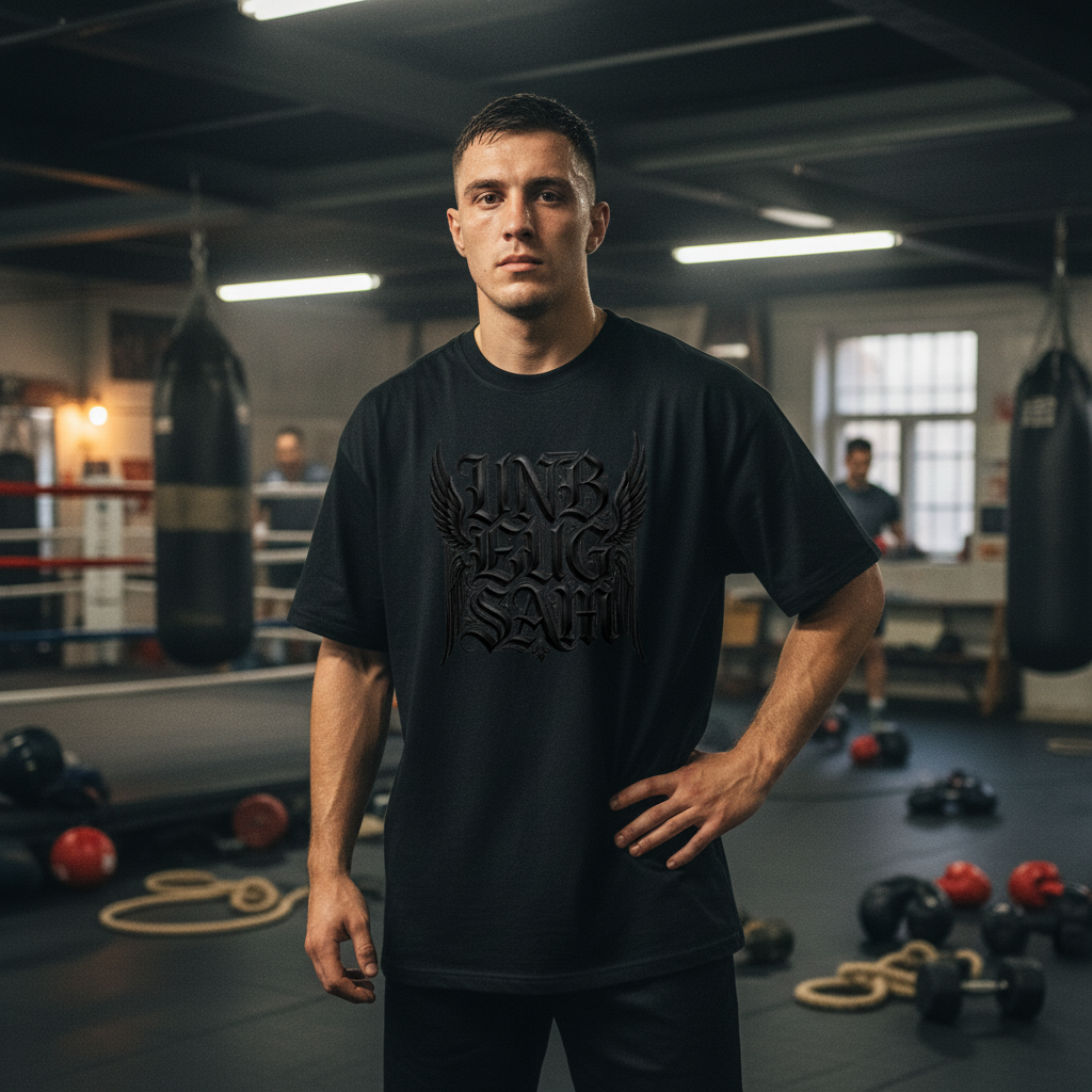 T-Shirt Oversized Black Edition Unbeugsam Boxer Gym monumental kompromisslos Knockout Collection
