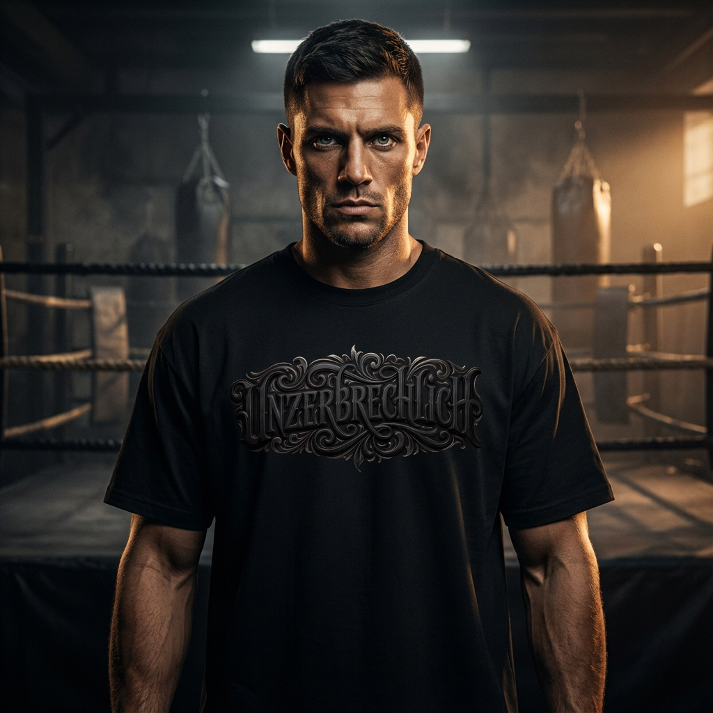 T-Shirt Oversized Black Edition Unzerbrechlich Lettering Detail Graffiti Black-on-Black Knockout Collection
