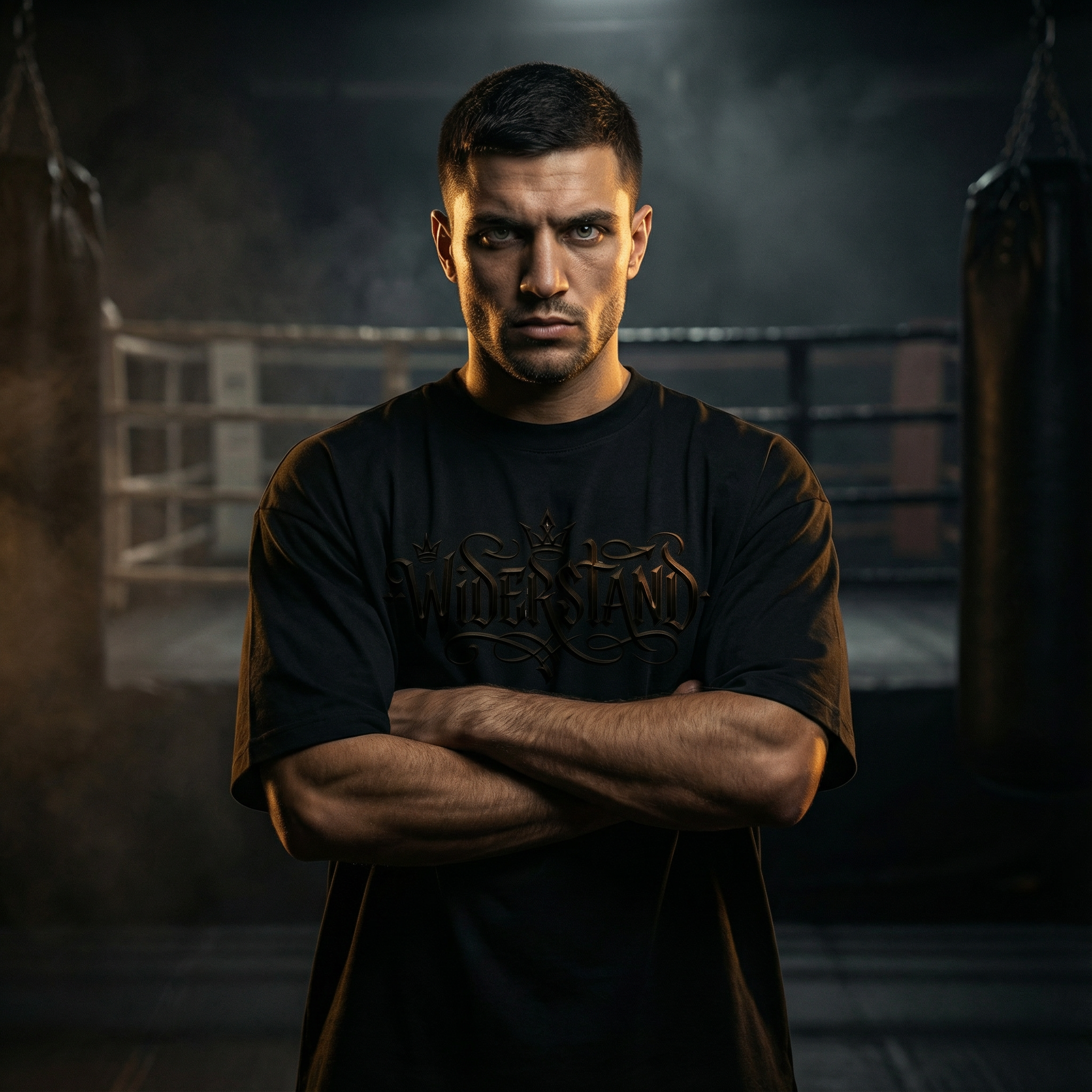 T-Shirt Oversized Black Edition Widerstand Bio-Baumwolle 200 GSM Singlejersey Detail Knockout Collection
