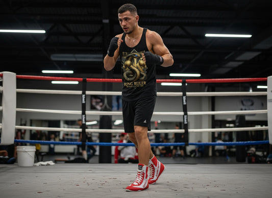 Tanktop Ring Ruler, beim Training im Boxring. Knockout Collection