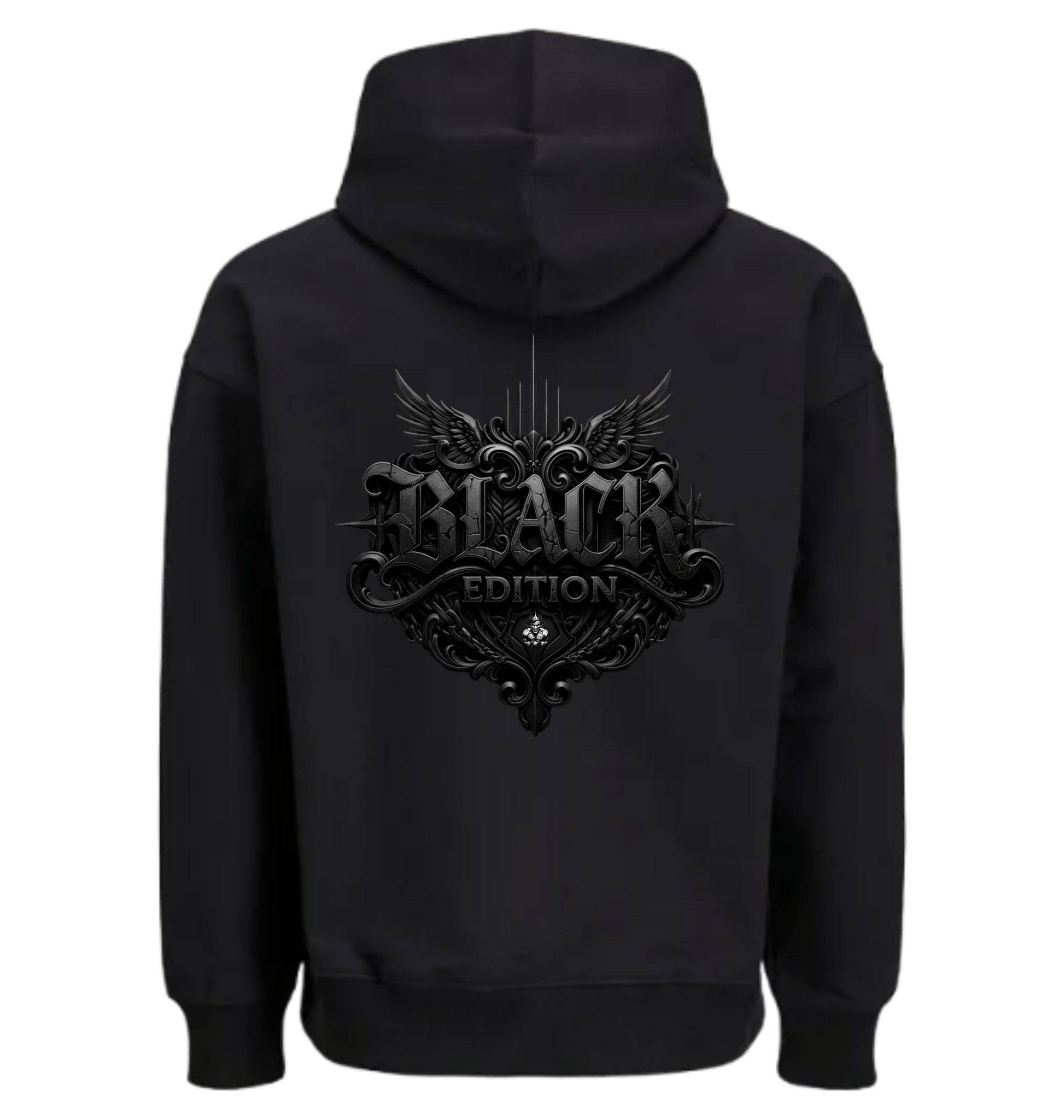 Black Printed Hoody Back