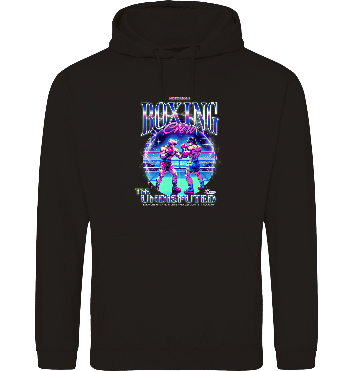 Deep Black Printed Hoody Front