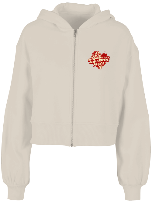 Ladies Short Oversized Zip Jacke Boxen | Handschuhe an