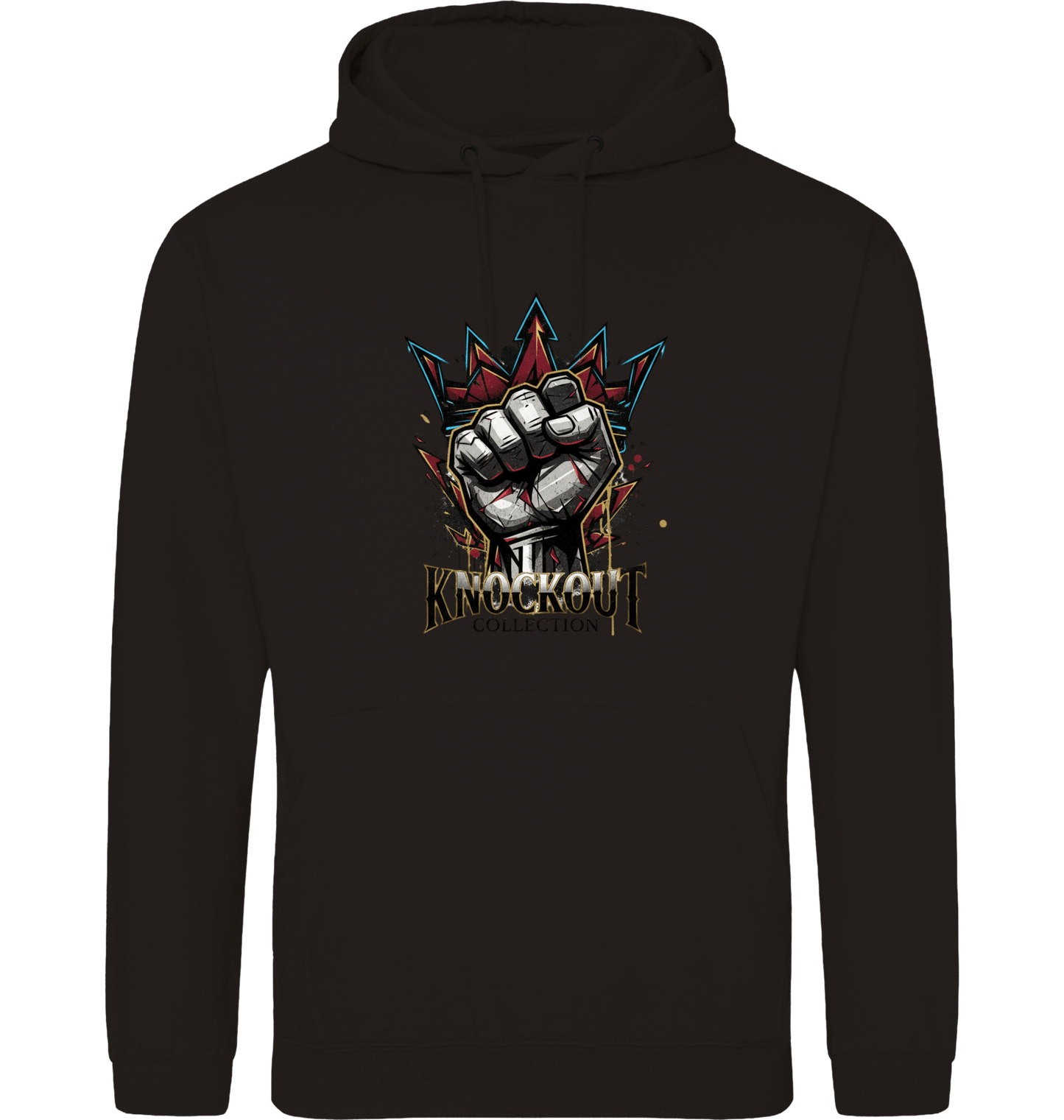 Deep Black Printed Hoody Front