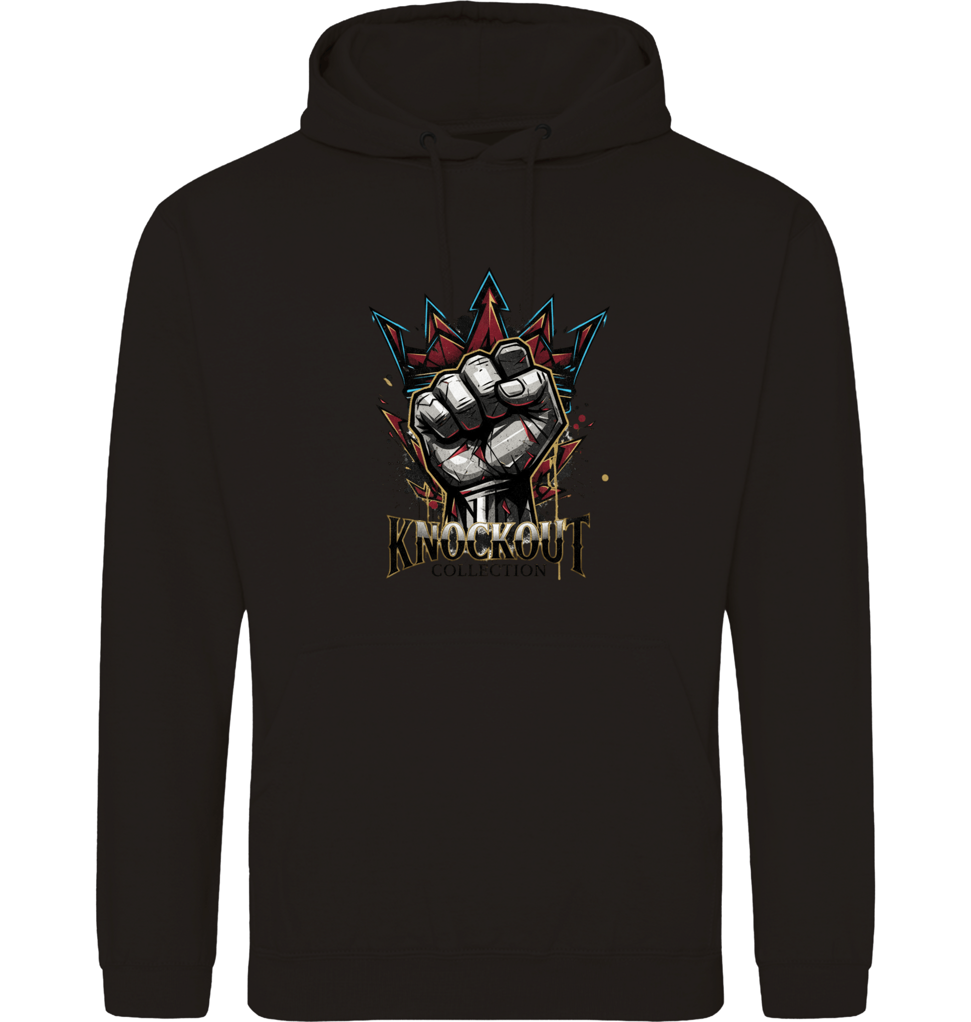 Deep Black Printed Hoody Front