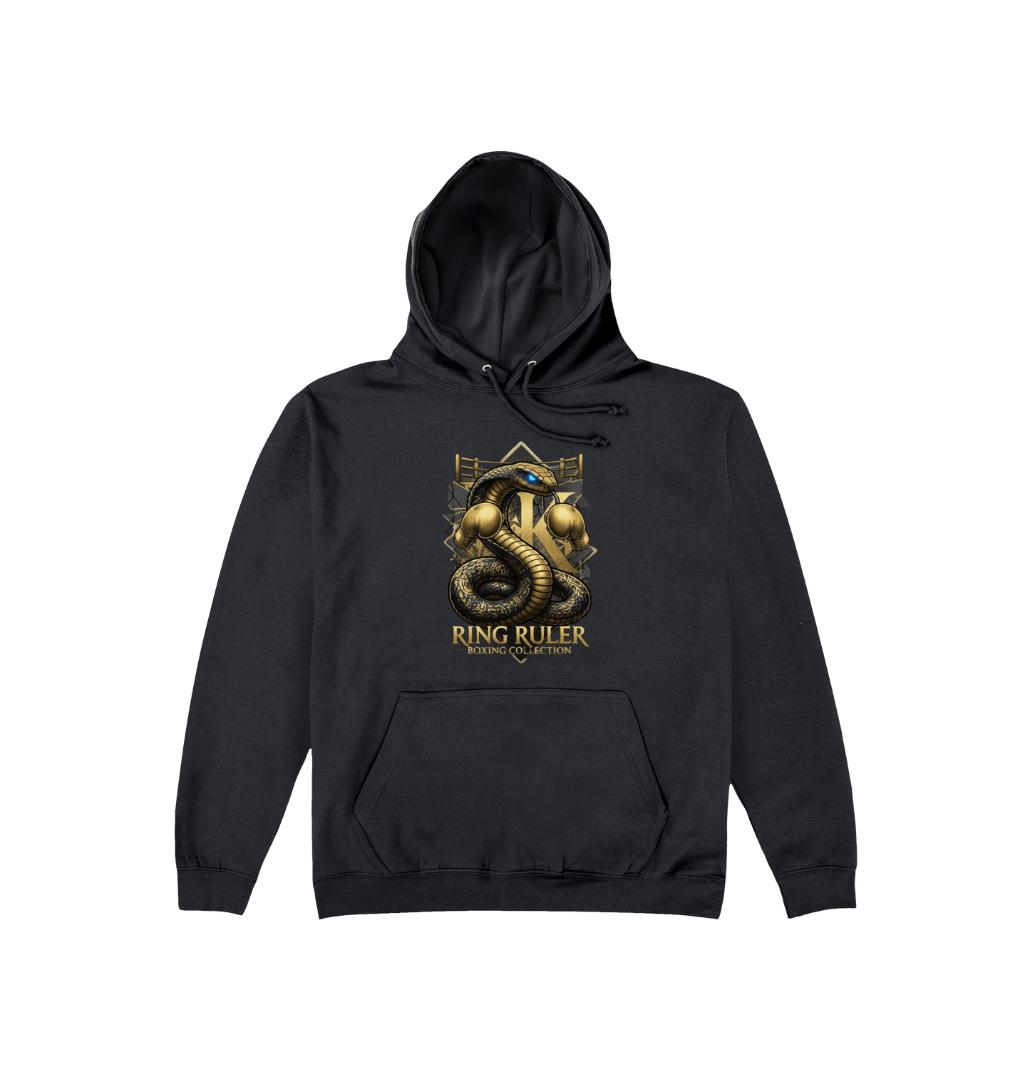 Deep Black Printed Hoody Front