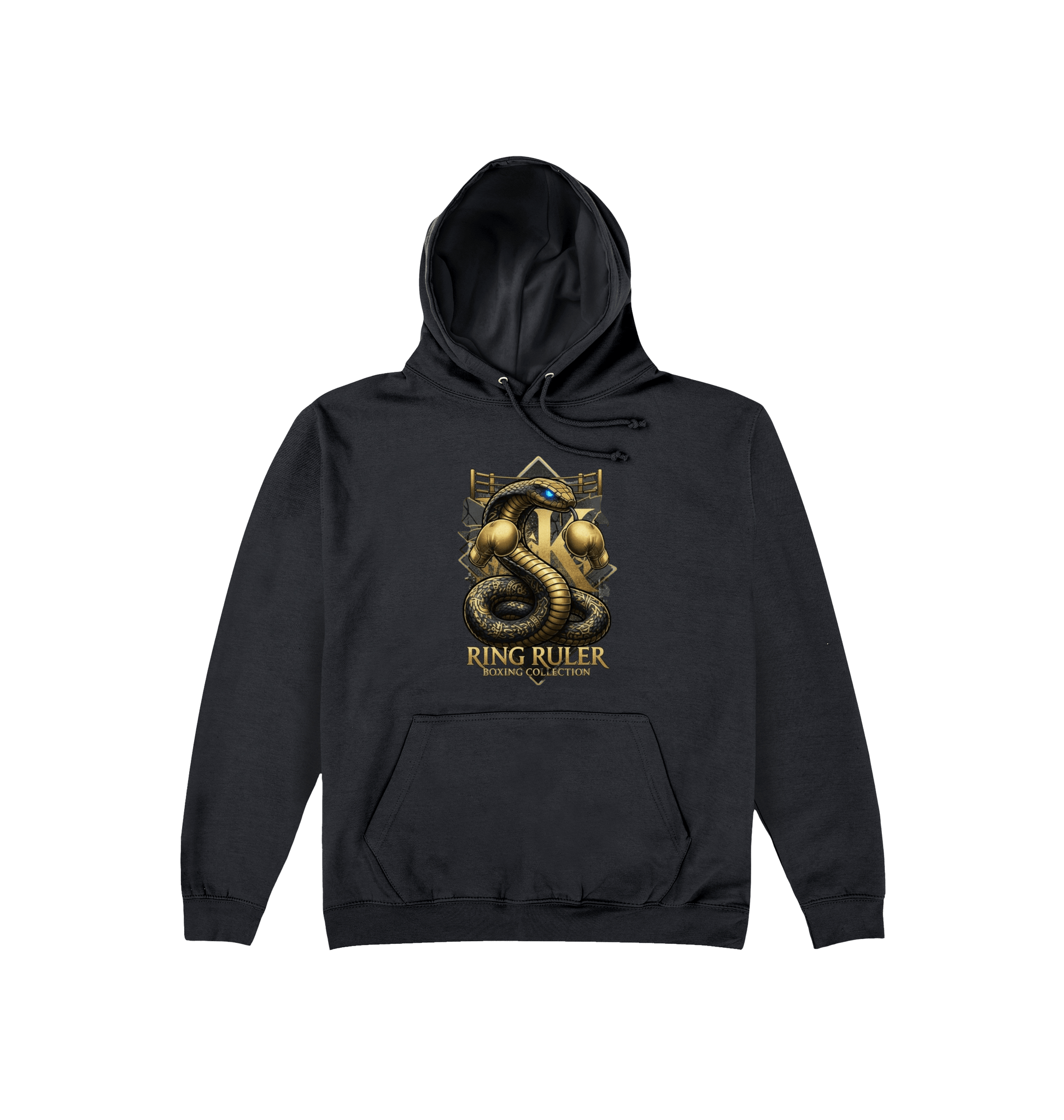 Deep Black Printed Hoody Front