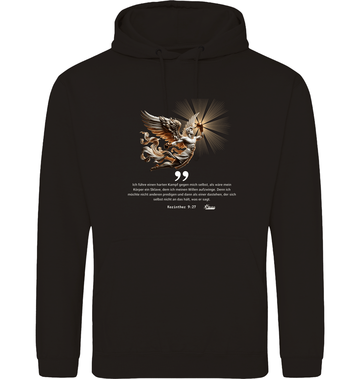 Deep Black Printed Hoody Front