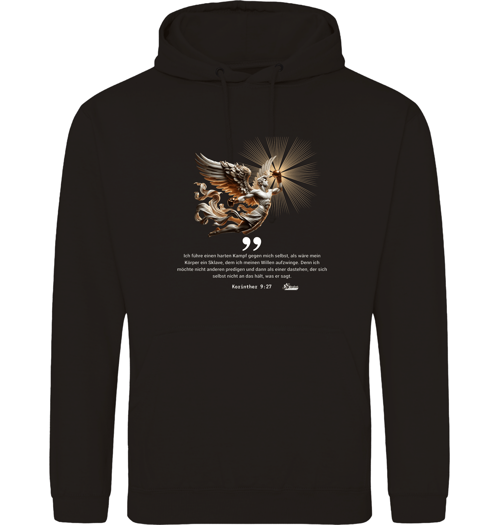 Deep Black Printed Hoody Front