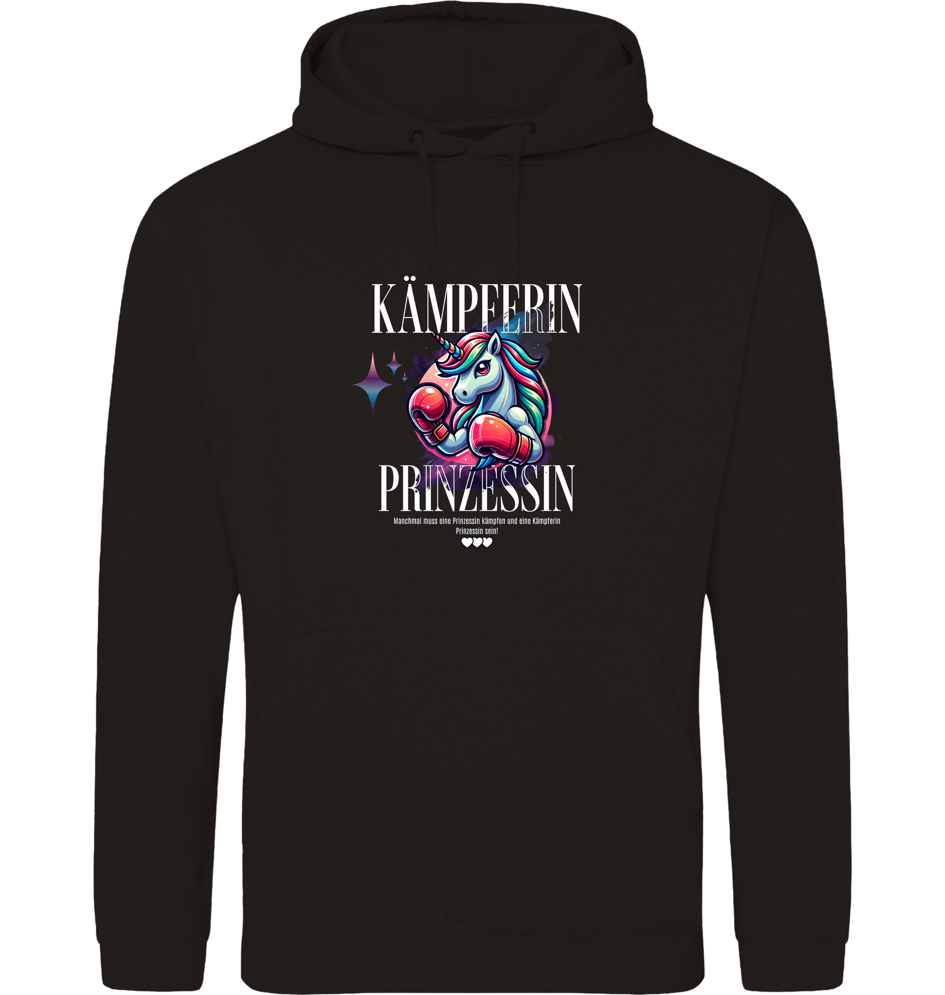 Deep Black Printed Hoody Front