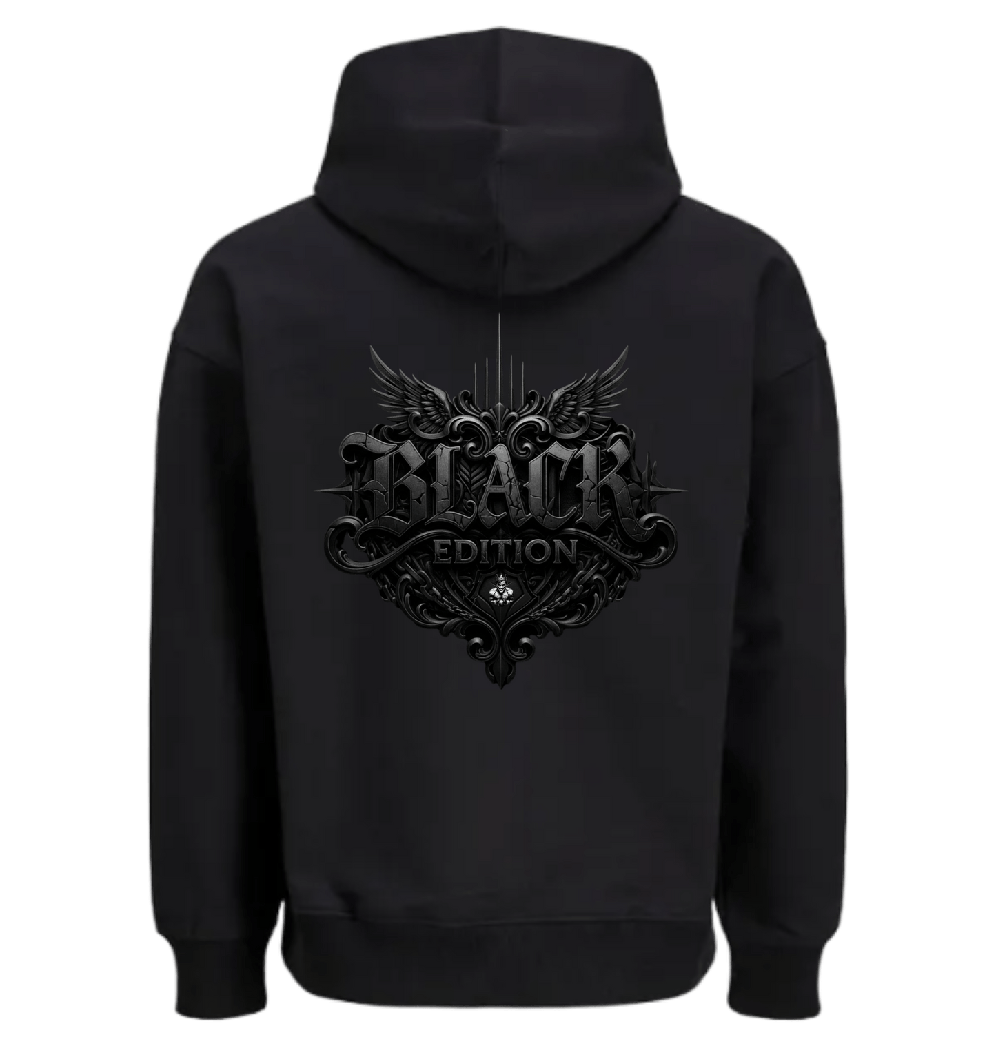 Black Printed Hoody Back