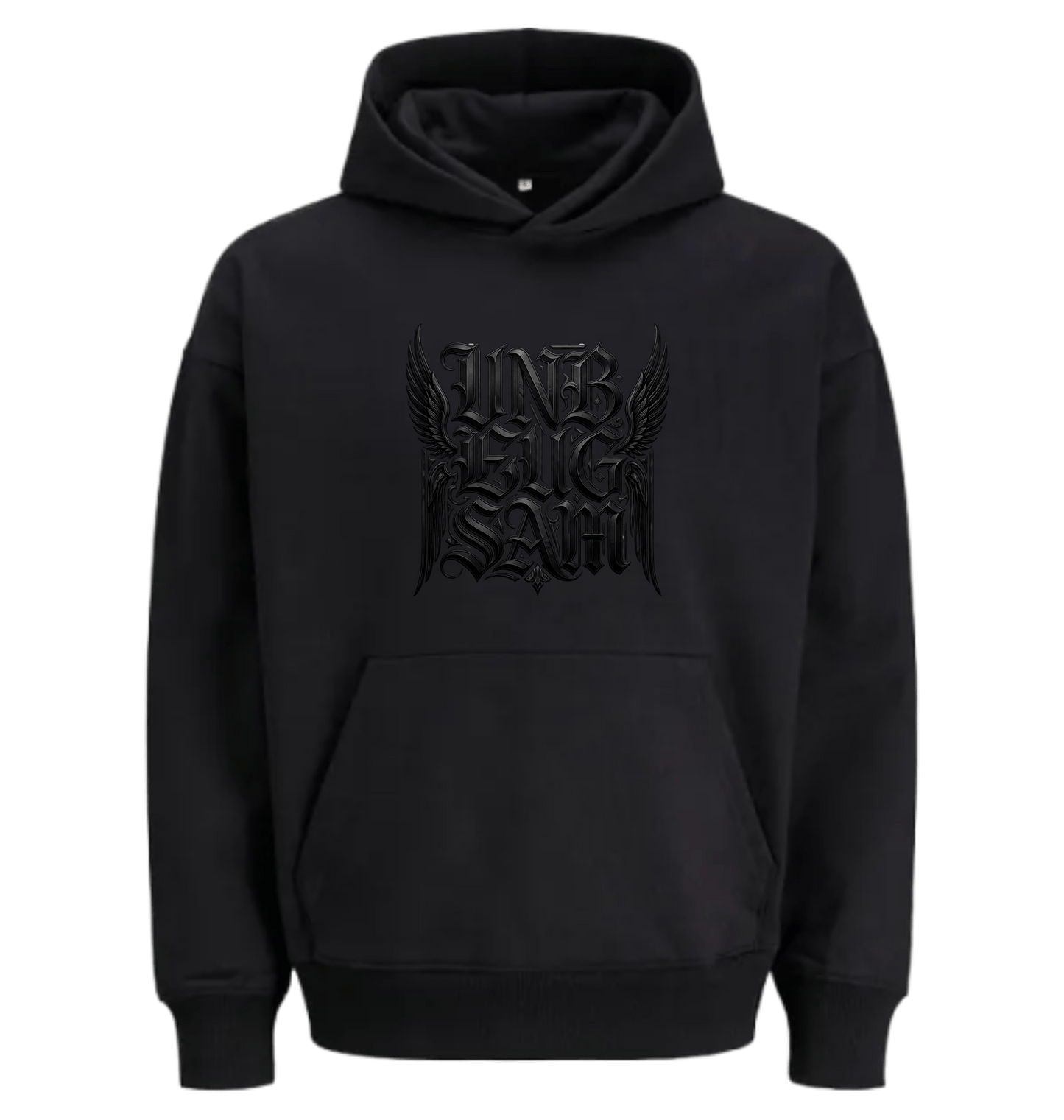 Black Printed Hoody Front