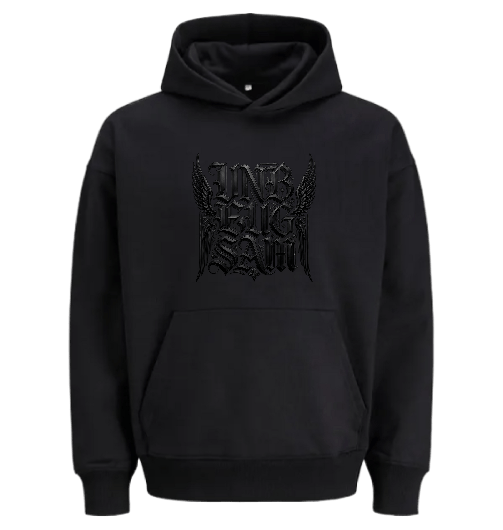 Black Printed Hoody Front
