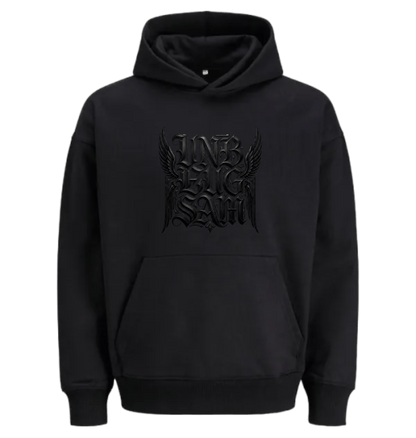 Black Printed Hoody Front
