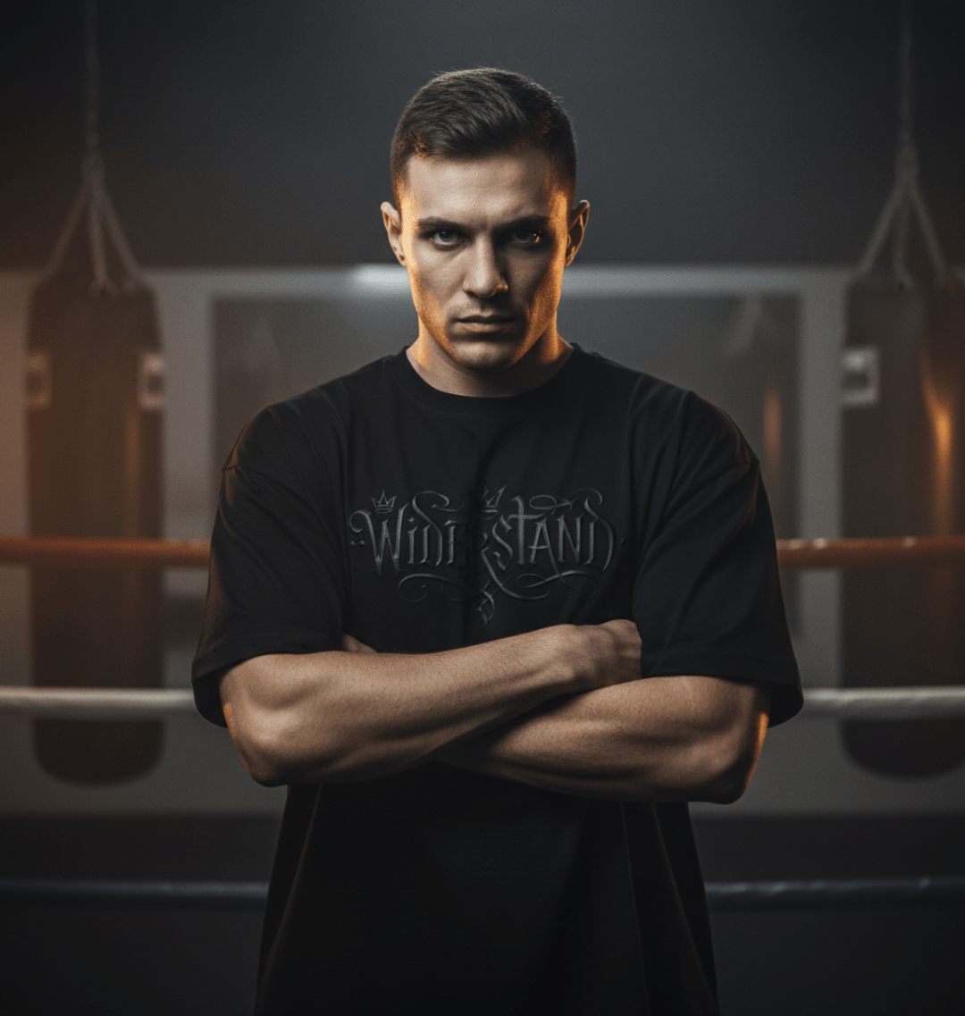 T-Shirt oversized Black Edition Widerstand Schwarz Rückansicht Knockout Collection