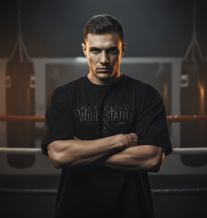 T-Shirt oversized Black Edition Widerstand Schwarz Rückansicht Knockout Collection