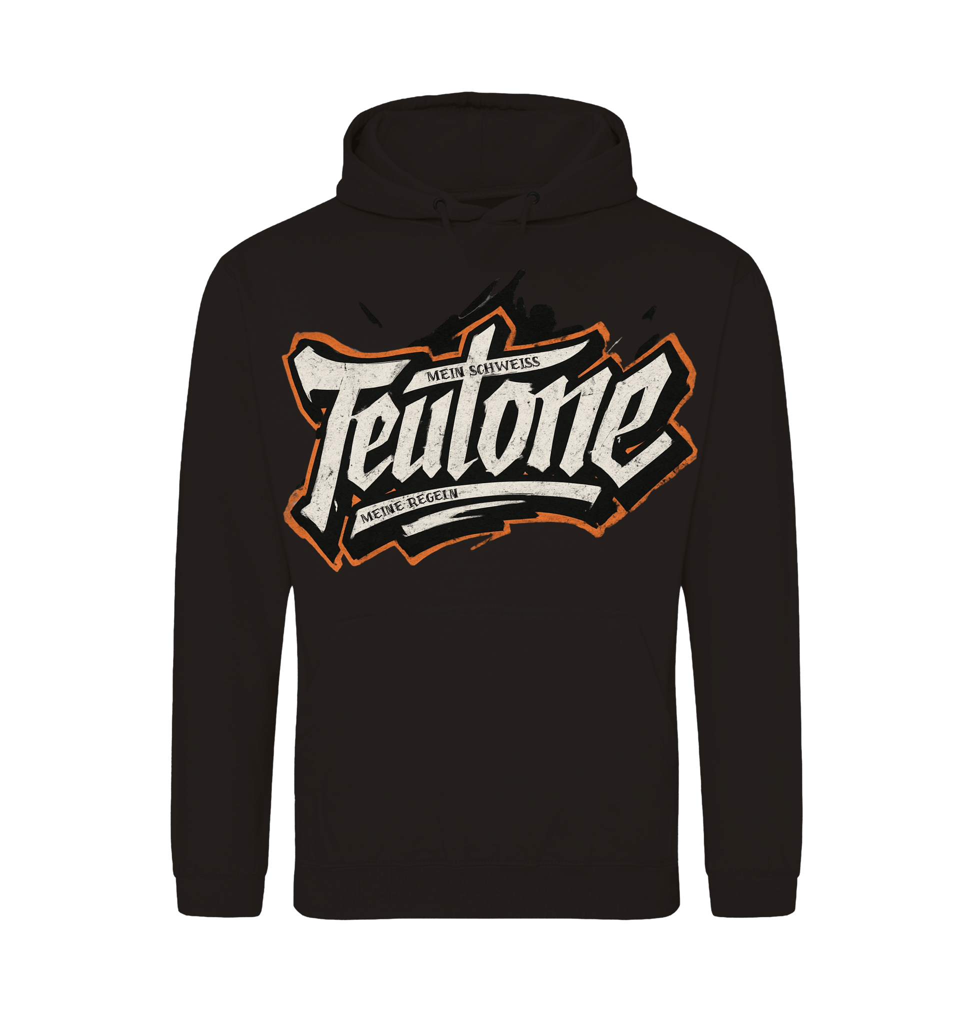Deep Black Printed Hoody Front