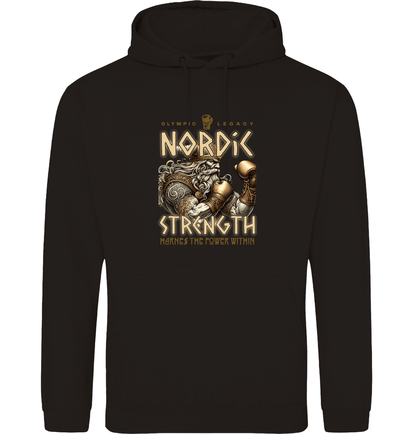 Deep Black Printed Hoody Front