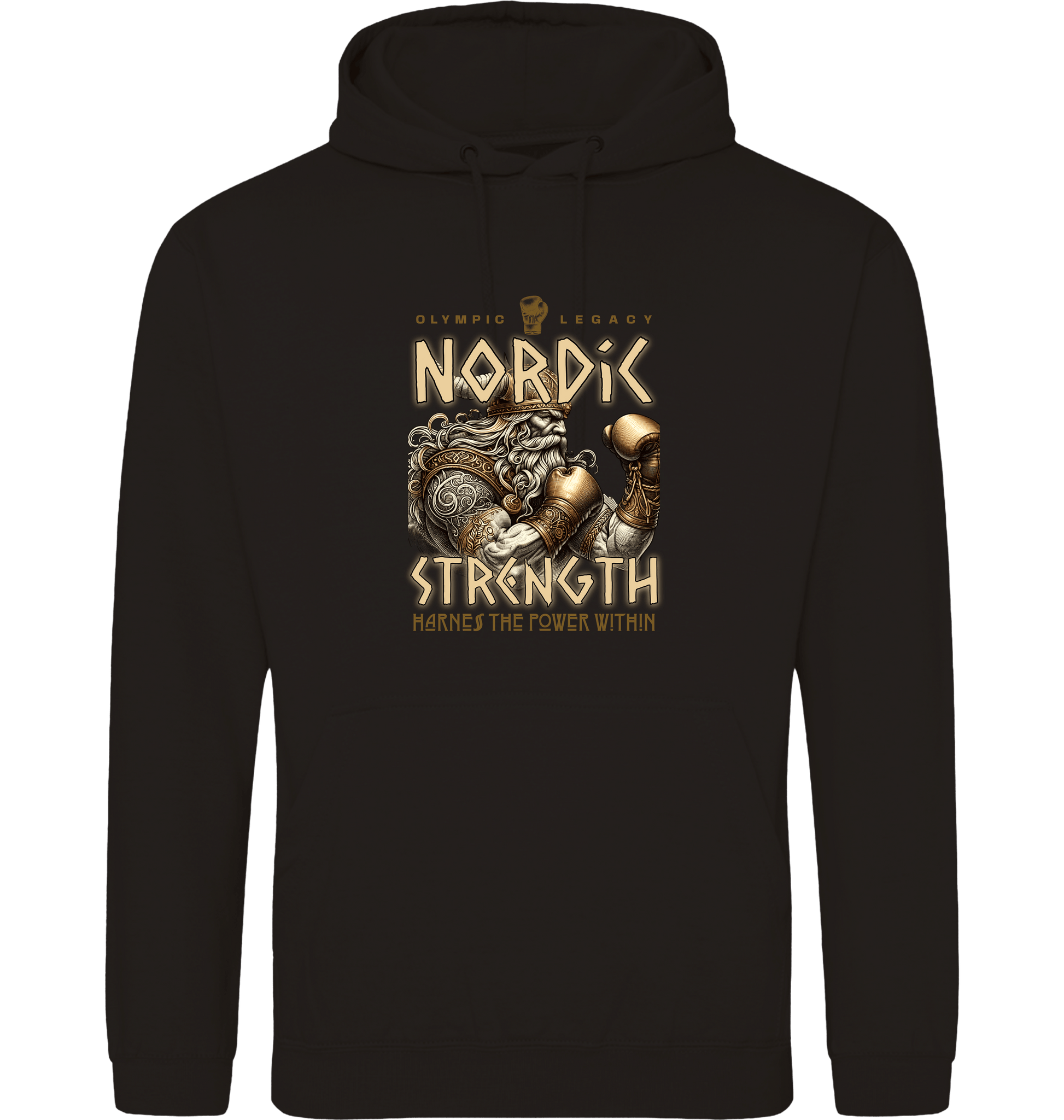 Deep Black Printed Hoody Front