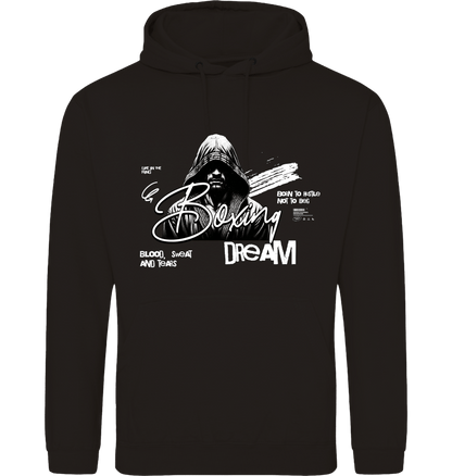 Deep Black Printed Hoody Front