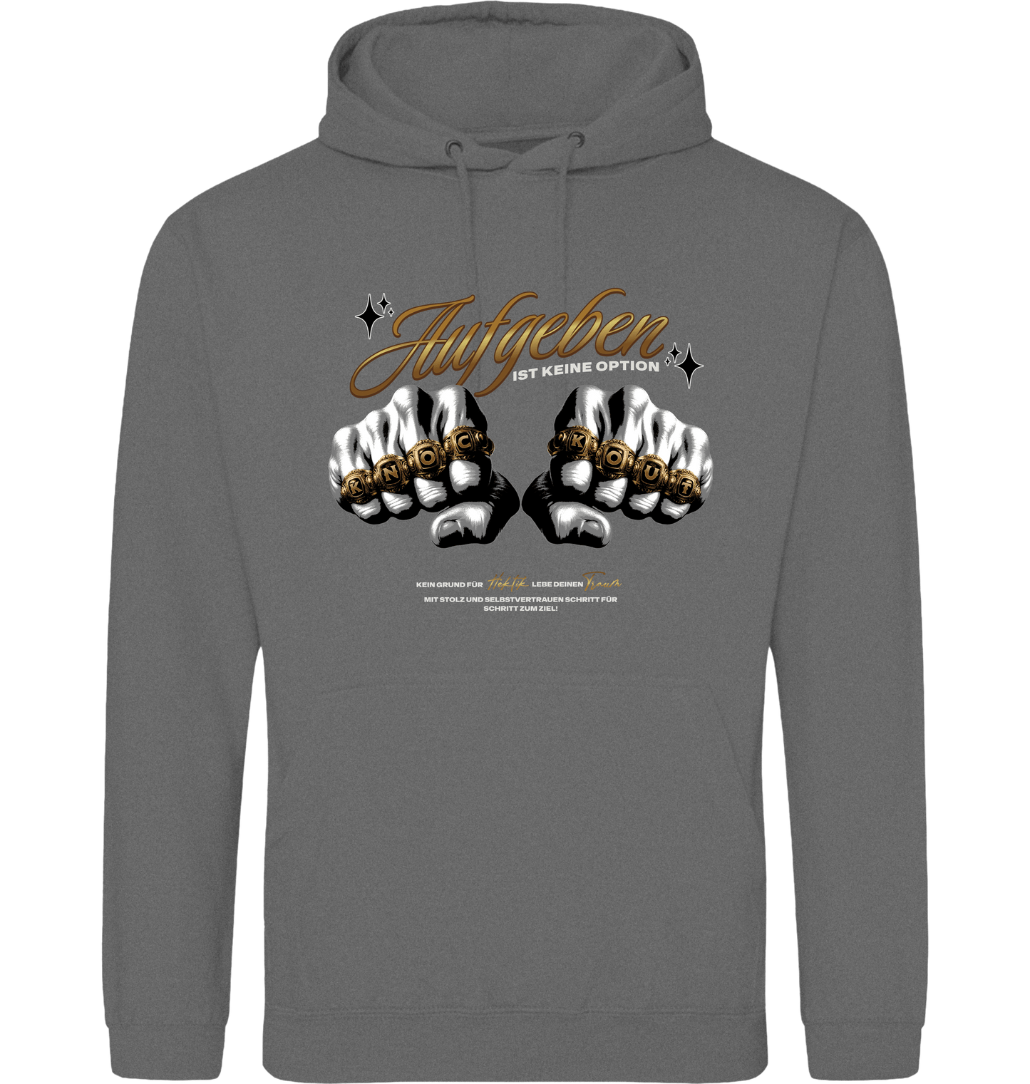 Graphite Heather Printed Hoody Front