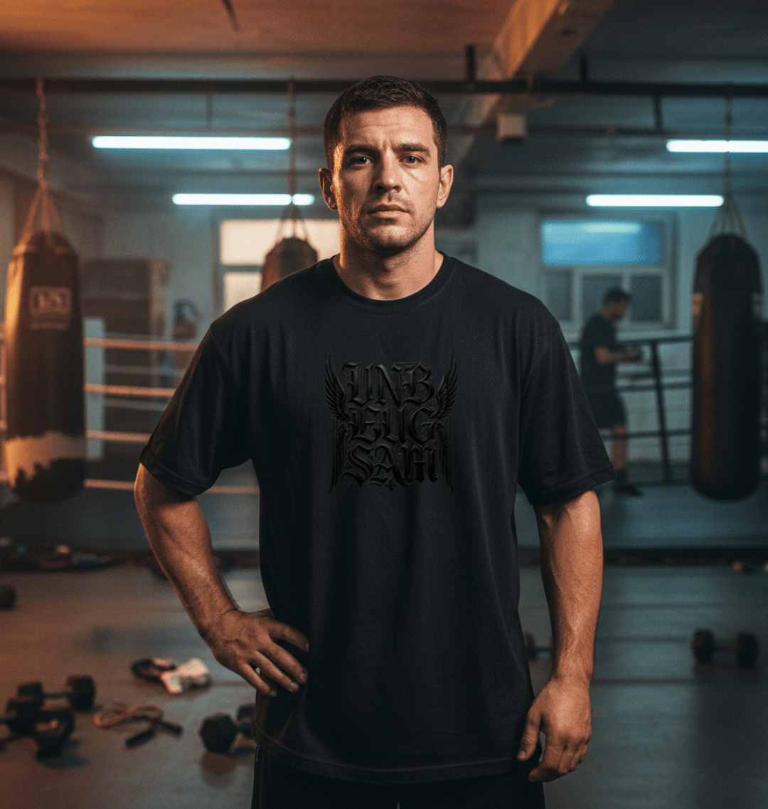T-Shirt oversized Black Edition Unbeugsam Schwarz Rückansicht Knockout Collection