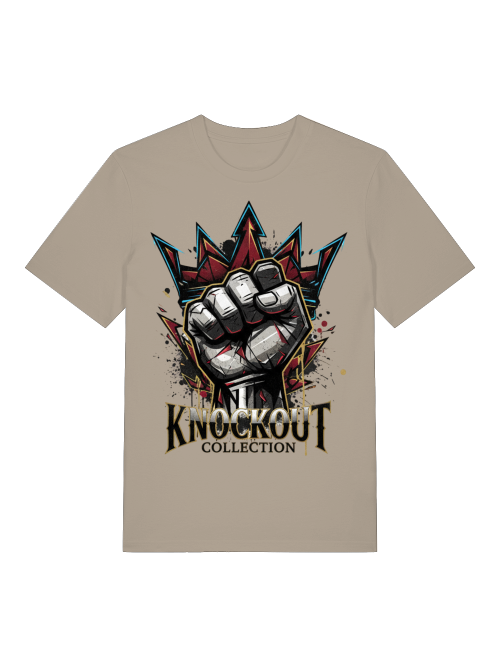 T-Shirt Classic Boxen Knockout Fist Beige Herren Vorderansicht Knockout Collection