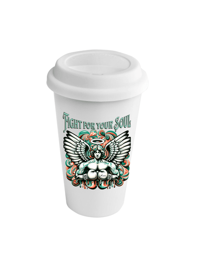 Coffee-to-Go Becher mit Abdeckung | Fight for your Soul