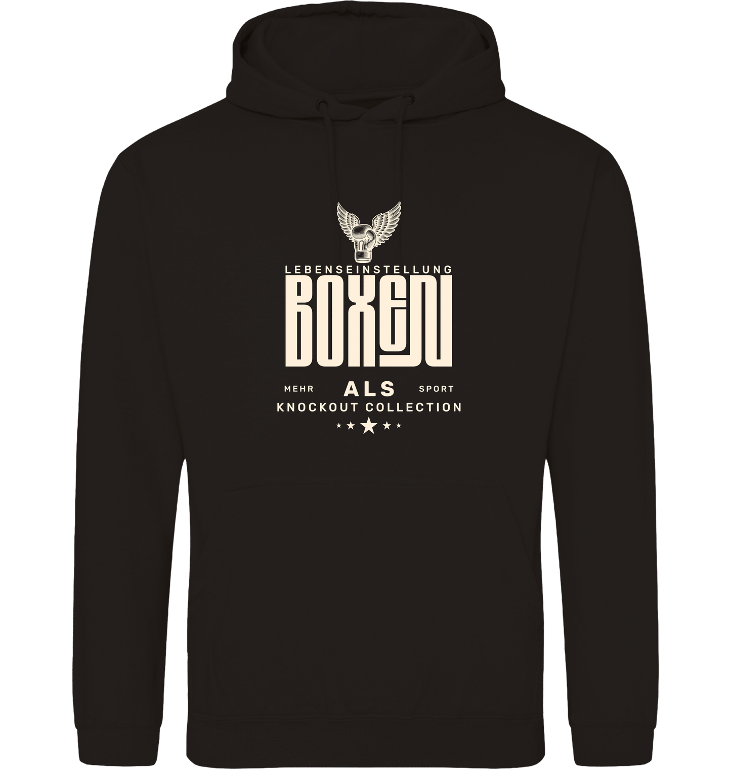 Deep Black Printed Hoody Front