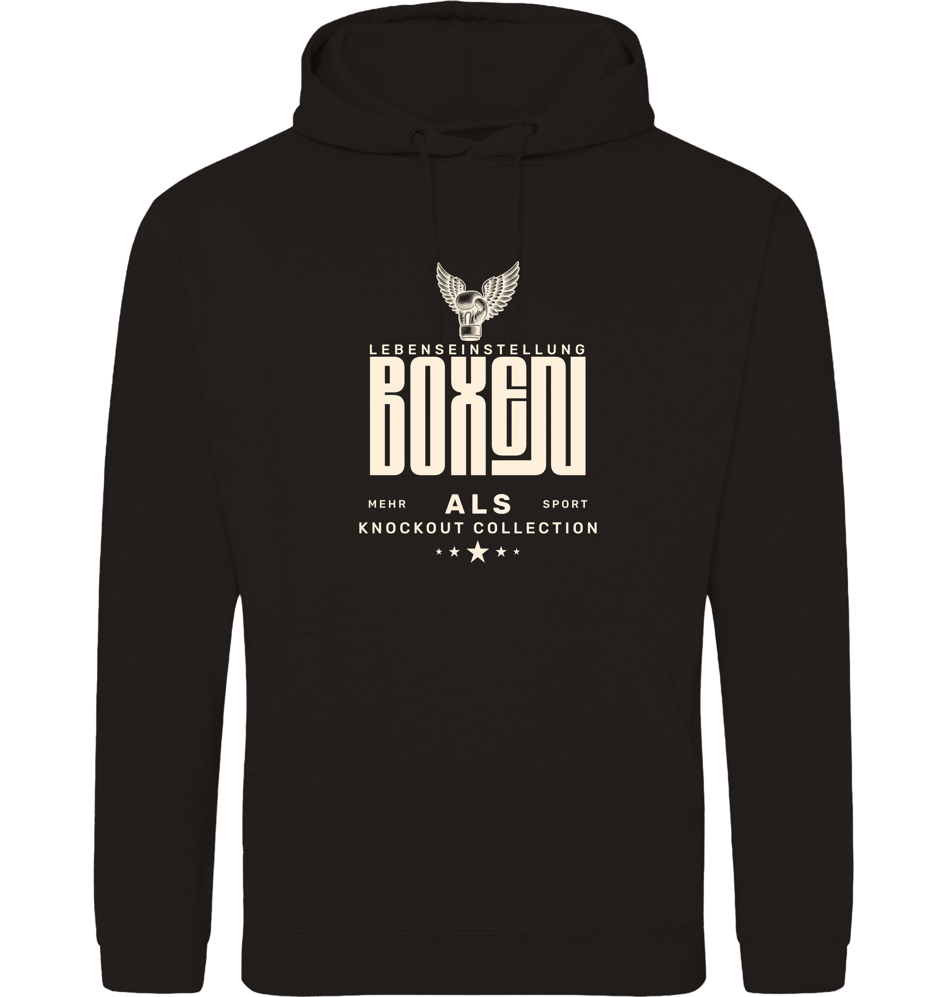 Deep Black Printed Hoody Front
