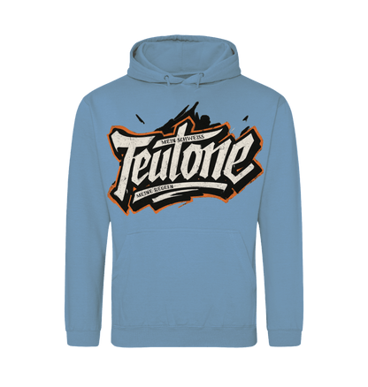 Atlantic Blue Printed Hoody Front