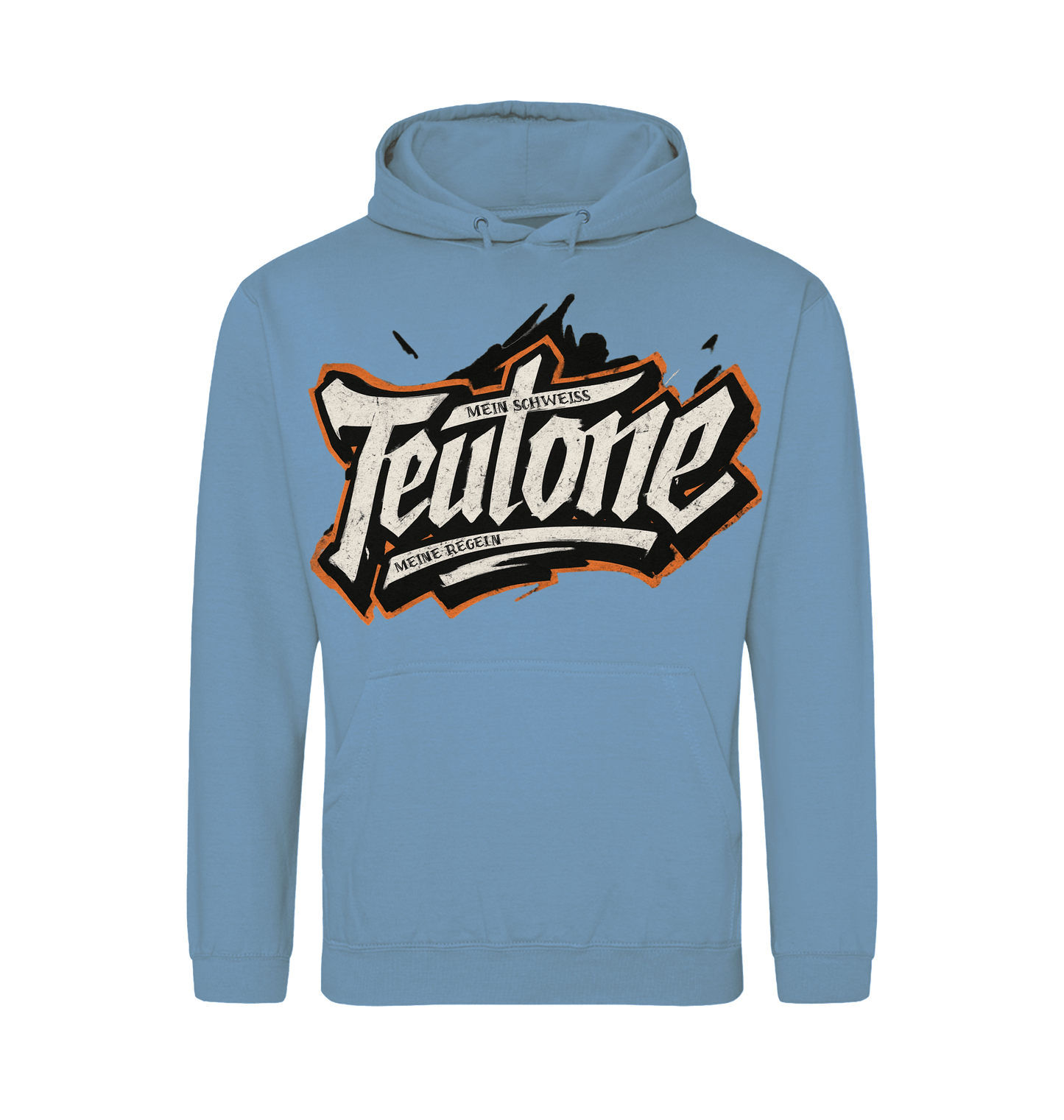Atlantic Blue Printed Hoody Front