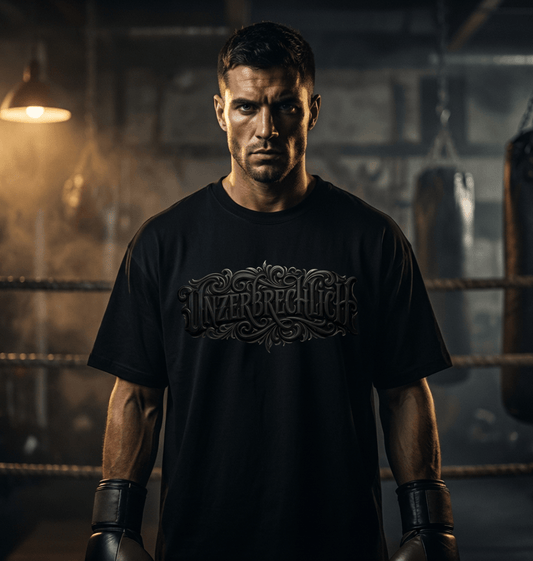  T-Shirt oversized Black Edition Unzerbrechlich Schwarz Frontansicht Knockout Collection