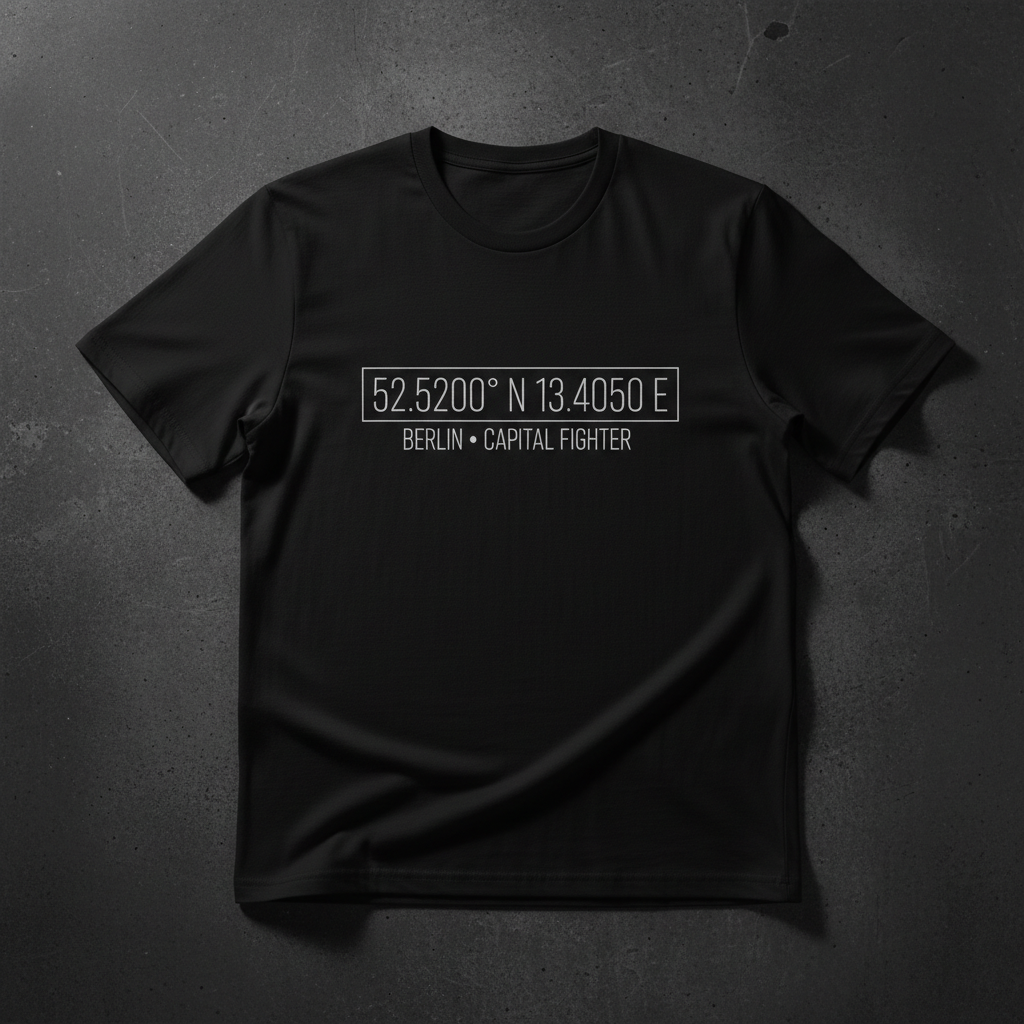 T-Shirt Classic Berlin Koordinaten Schwarz Frontansicht Knockout Collection