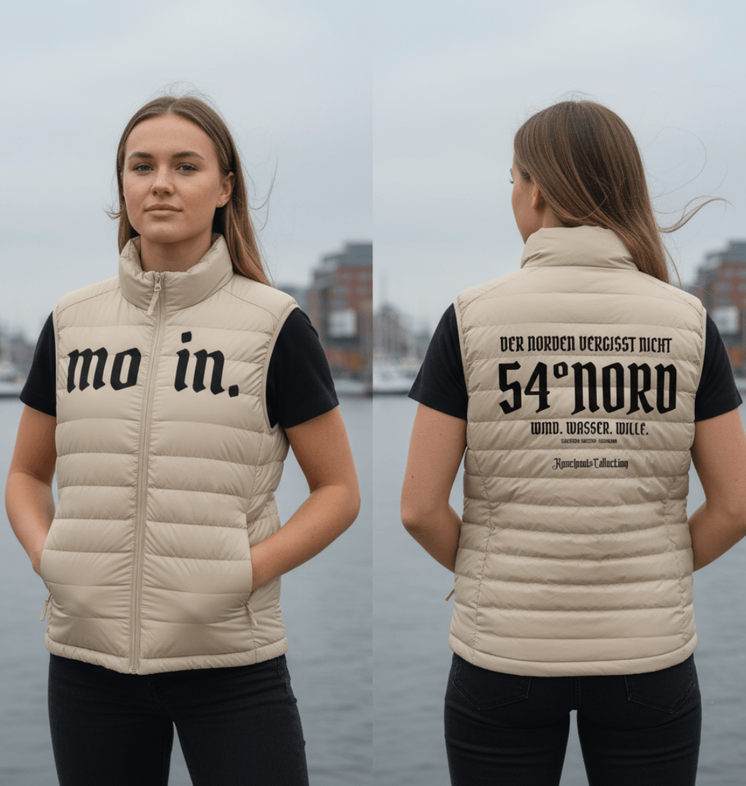 Steppweste Der Norden vergisst nicht Gischt Frontansicht – Kieler Streetwear | 54° Nord Knockout Collection