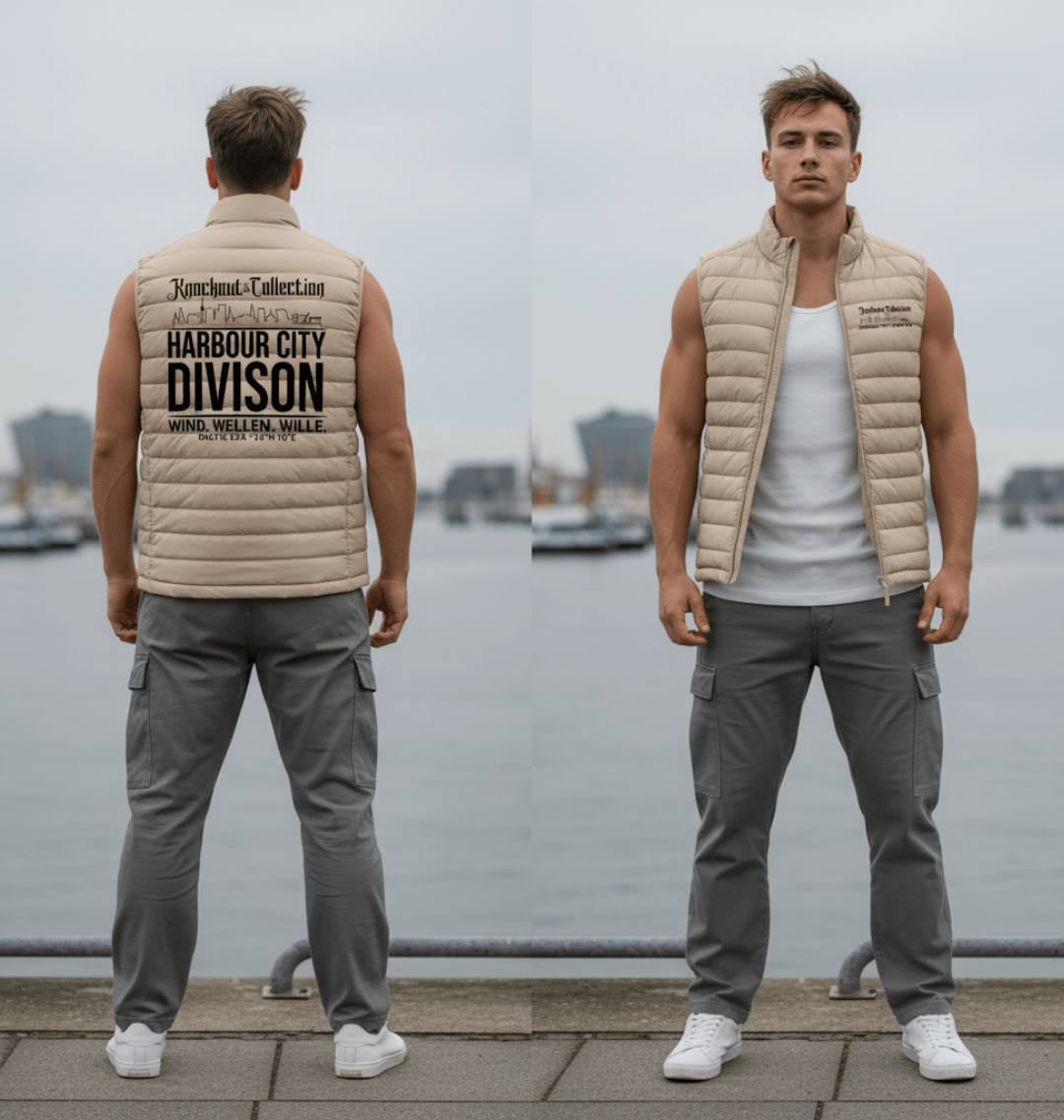 Steppweste Harbour City Gischt Desert Sand Frontansicht – Kieler Streetwear 54° Nord Knockout Collection