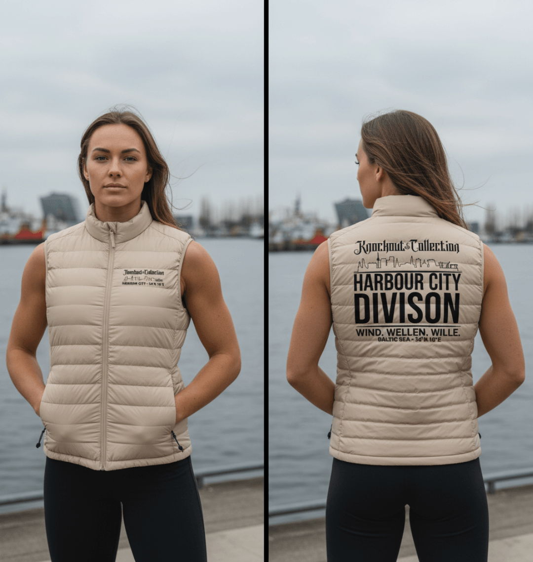  Steppweste Harbour City Gischt Desert Sand Seitenansicht – Norddeutsche Streetwear aus Kiel